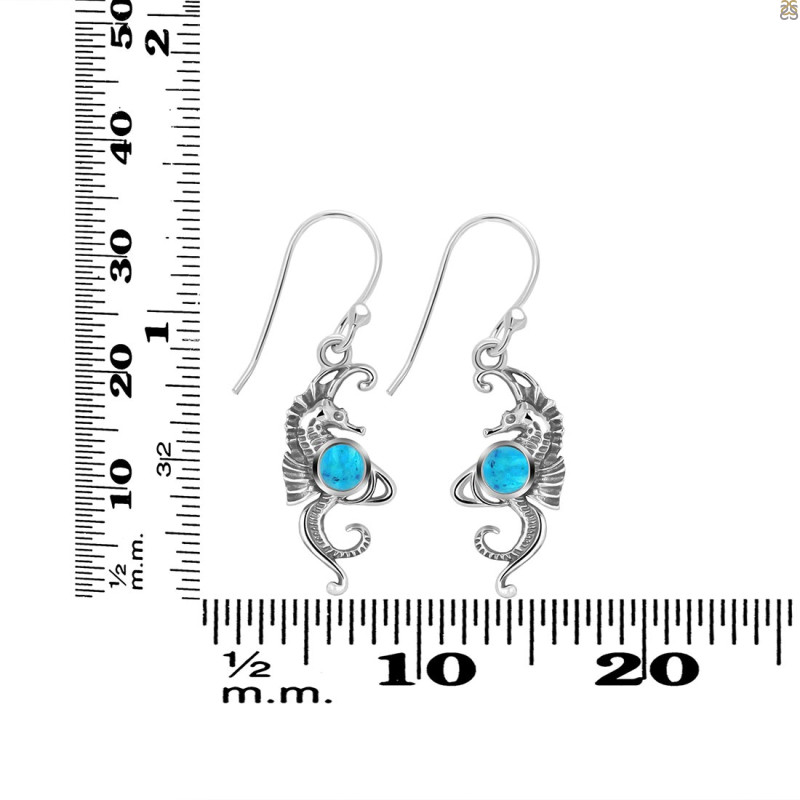 Turquoise Sea Horse Earring TRQ-RUE-11.