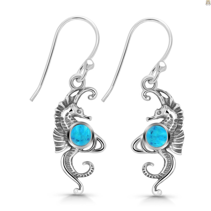 Turquoise Sea Horse Earring TRQ-RUE-11.