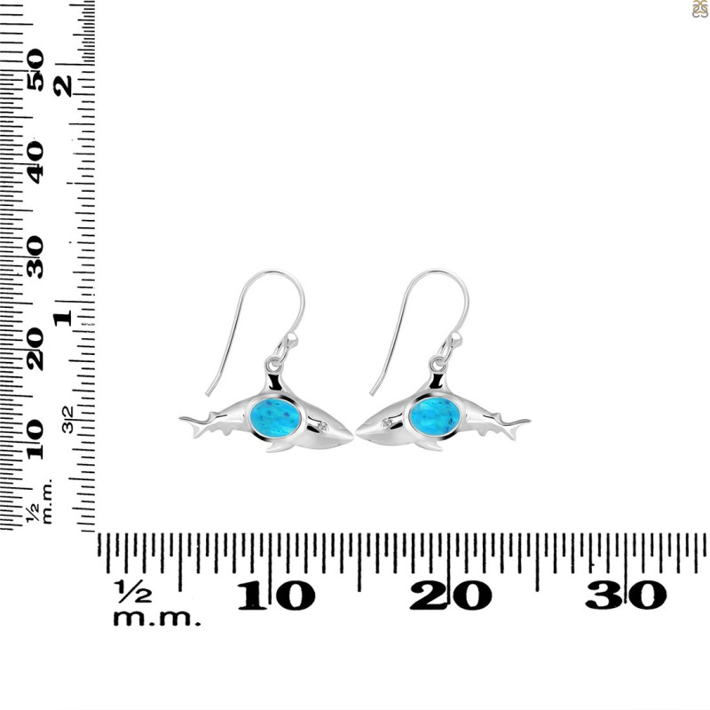 Turquoise & White Topaz Shark Earring TRQ-RUE-13.