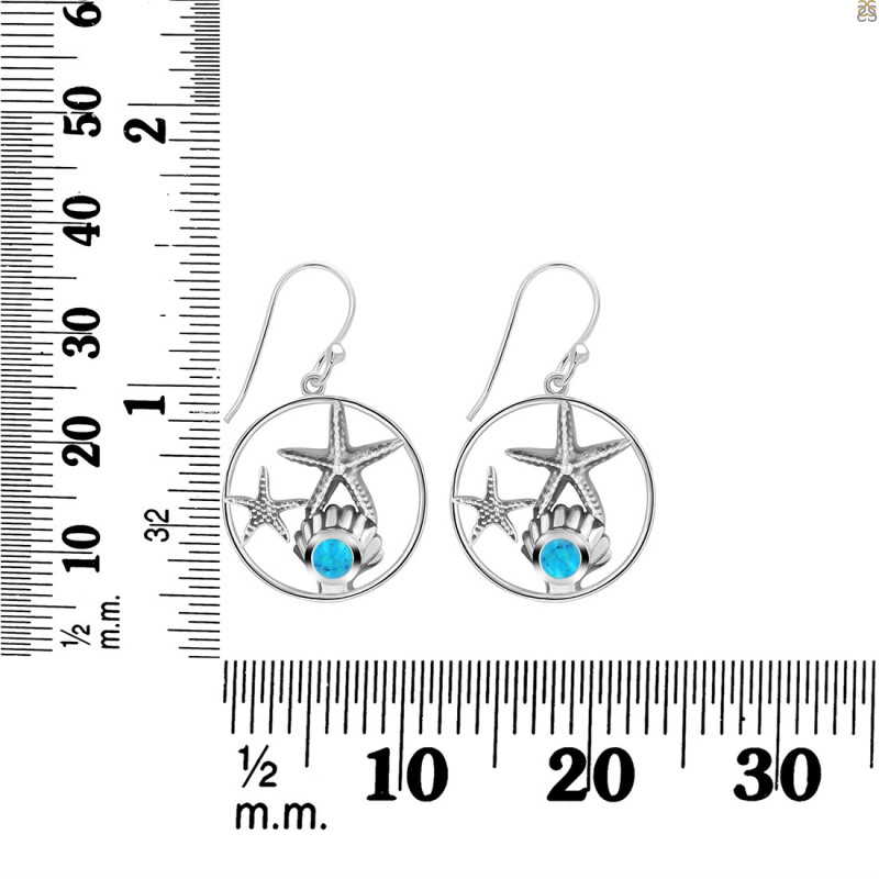 Turquoise Star Fish & Shell Earring TRQ-RUE-16.
