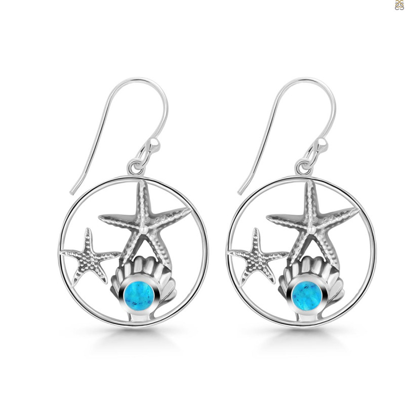 Turquoise Star Fish & Shell Earring TRQ-RUE-16.