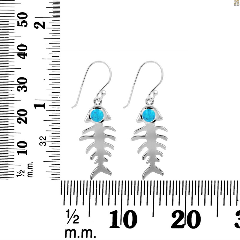 Turquoise Fish Bone Earring TRQ-RUE-17.