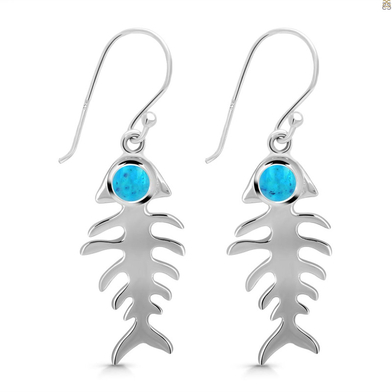 Turquoise Fish Bone Earring TRQ-RUE-17.