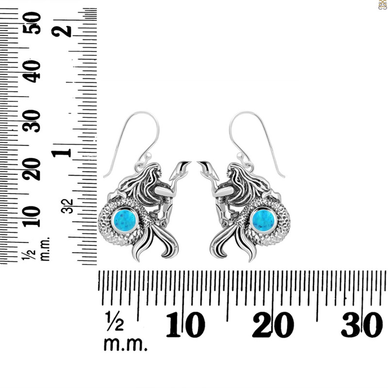 Turquoise Mermaid & Shell Earring TRQ-RUE-21.