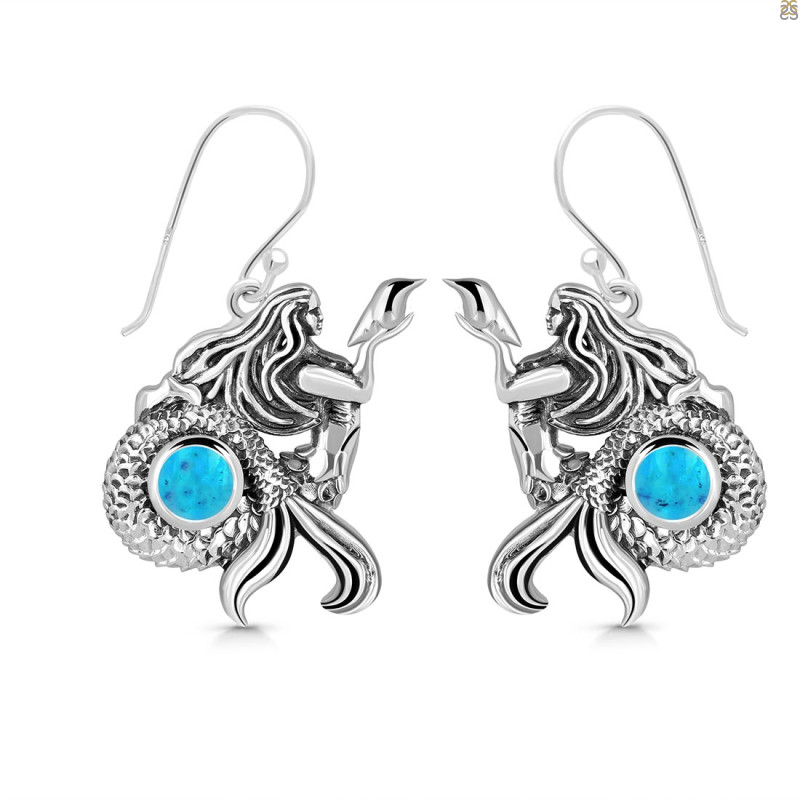 Turquoise Mermaid & Shell Earring TRQ-RUE-21.