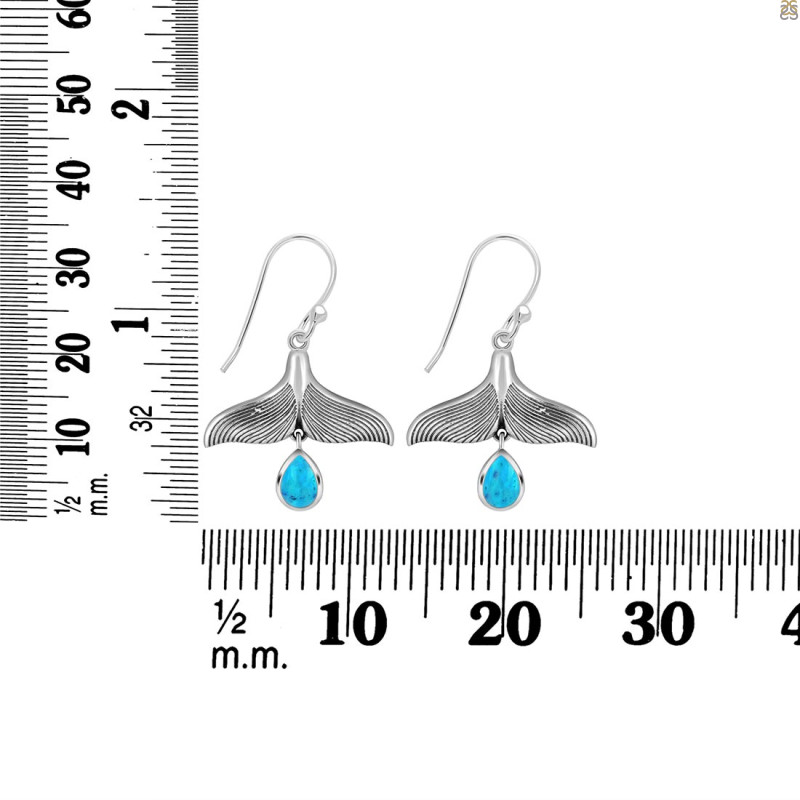 Turquoise Whale Tail Earring TRQ-RUE-22.