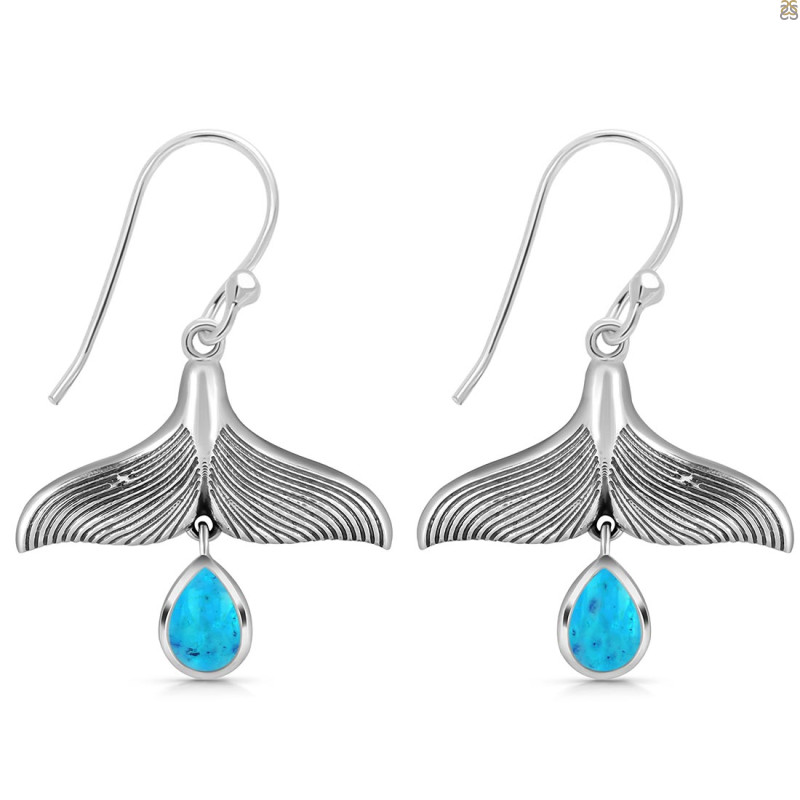 Turquoise Whale Tail Earring TRQ-RUE-22.