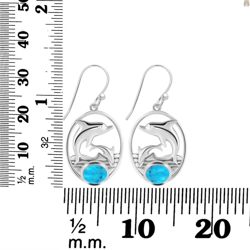 Turquoise Dolphin Earring TRQ-RUE-24.