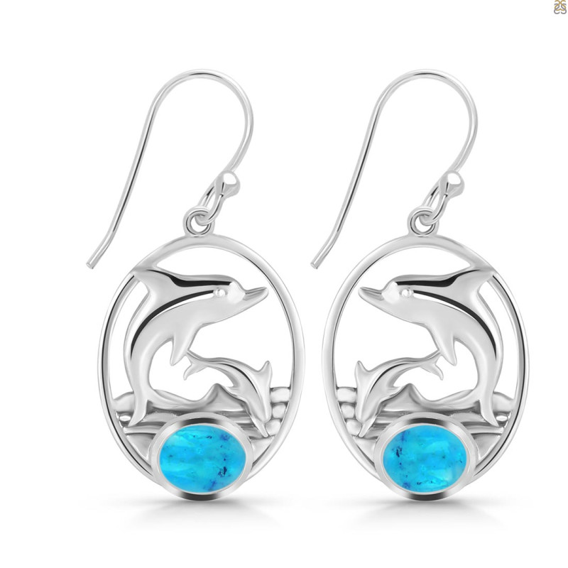 Turquoise Dolphin Earring TRQ-RUE-24.