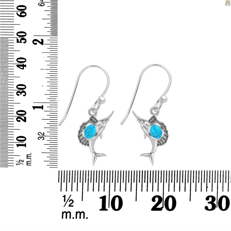 Turquoise Sail Fish Earring TRQ-RUE-25.