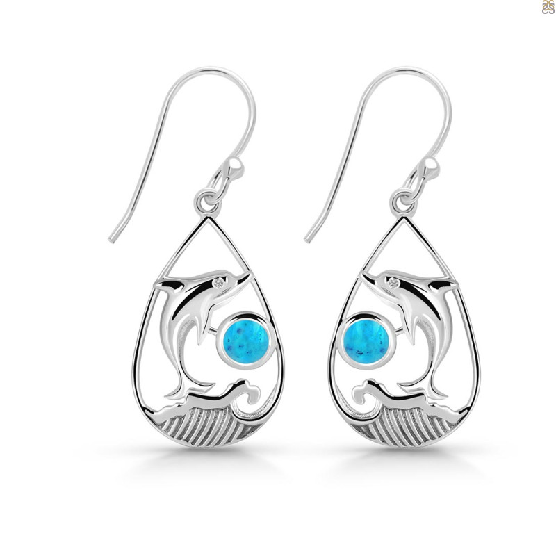 Turquoise Dolphin Earring TRQ-RUE-26.