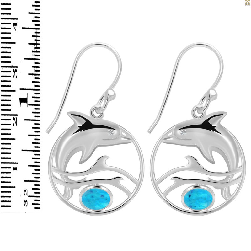 Turquoise Dolphin Earring TRQ-RUE-27.