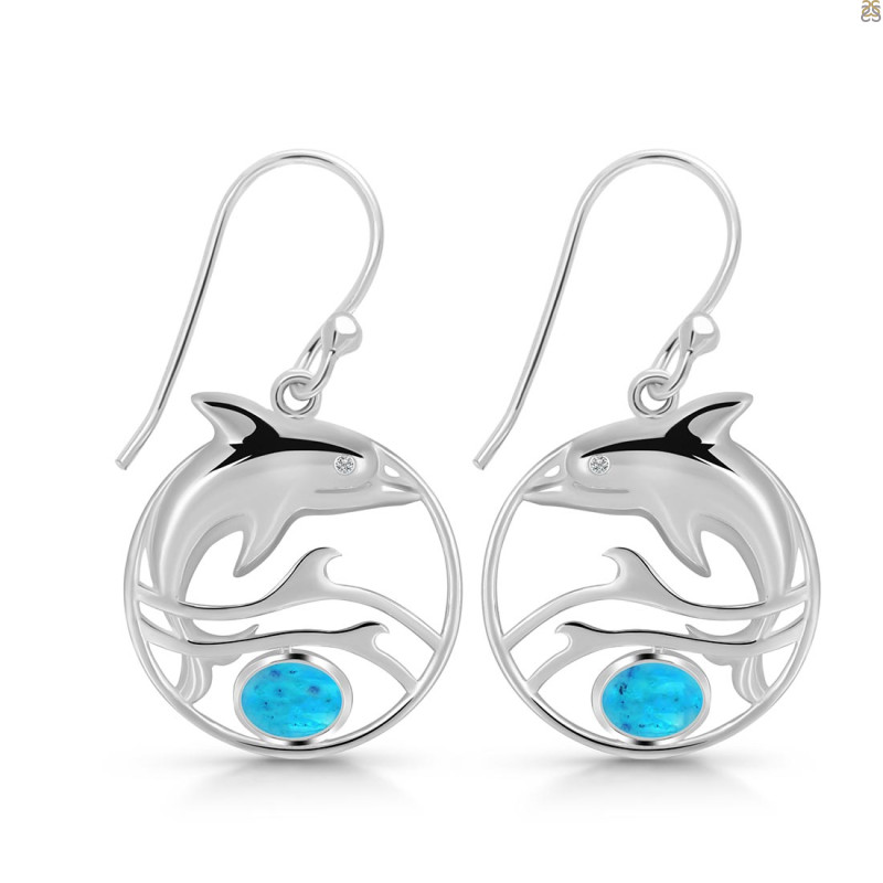 Turquoise Dolphin Earring TRQ-RUE-27.