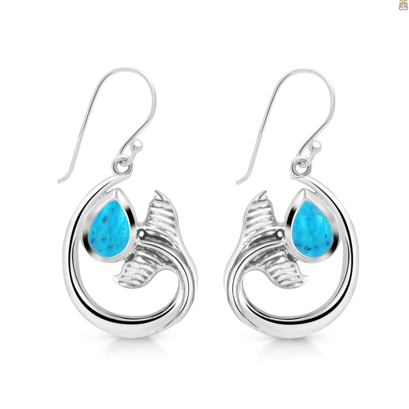 Turquoise Whale Tail Earring TRQ-RUE-28.
