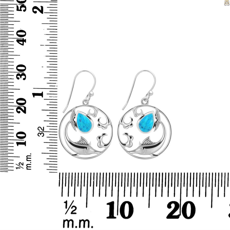 Turquoise Sail Fish Earring TRQ-RUE-32.