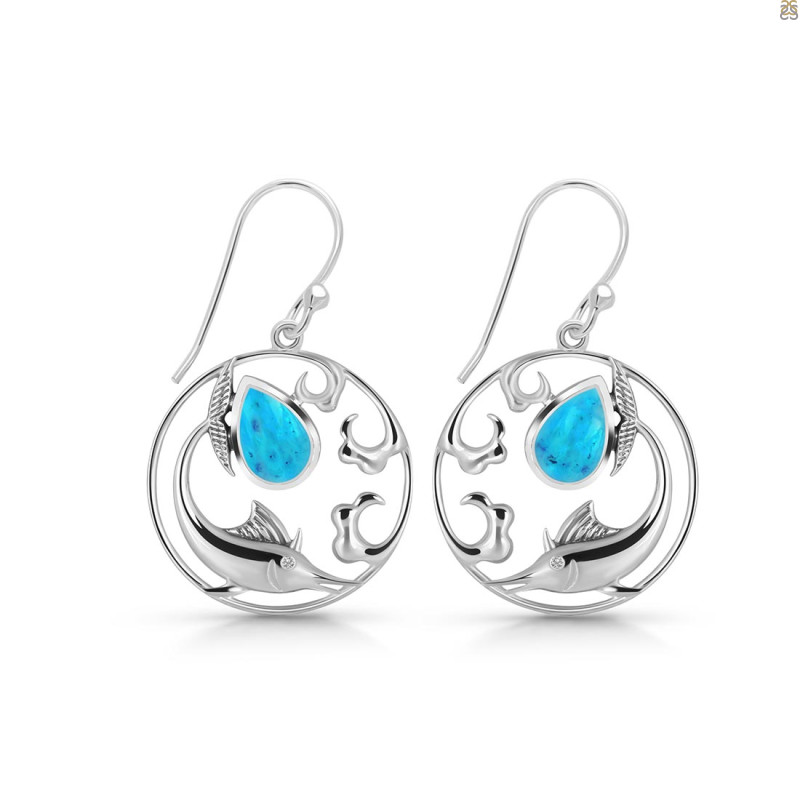 Turquoise Sail Fish Earring TRQ-RUE-32.