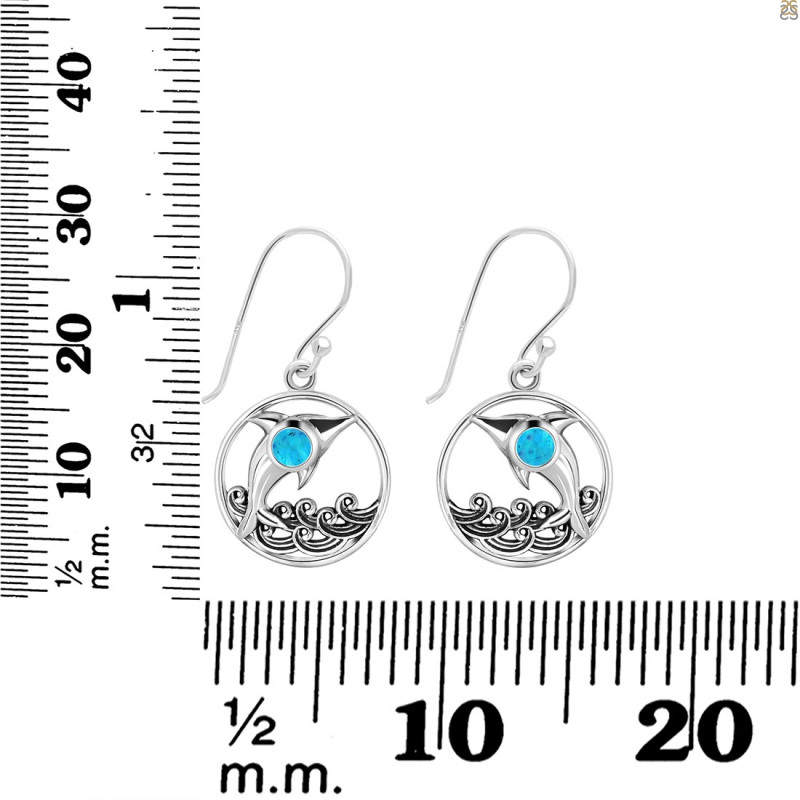 Turquoise Dolphin Earring TRQ-RUE-33.