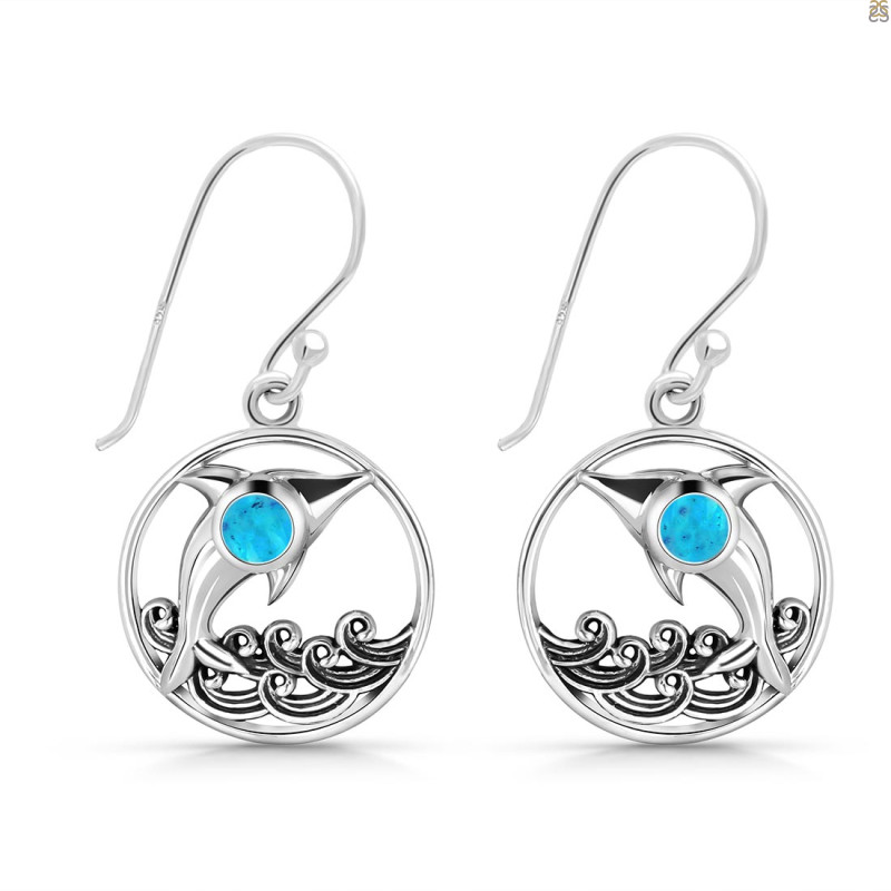 Turquoise Dolphin Earring TRQ-RUE-33.