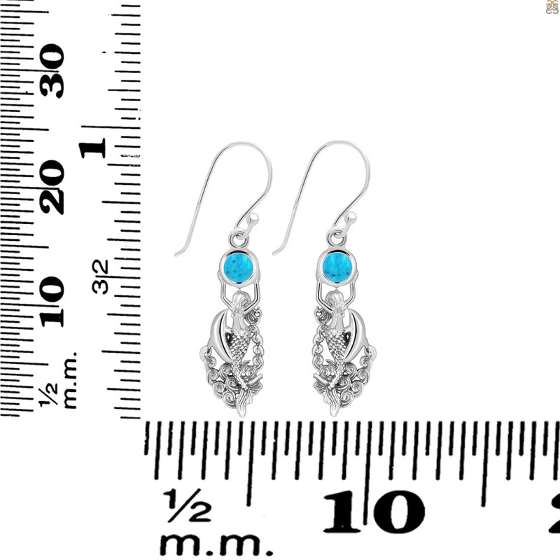 Turquoise Mermaid & Dolphin Earring TRQ-RUE-35.