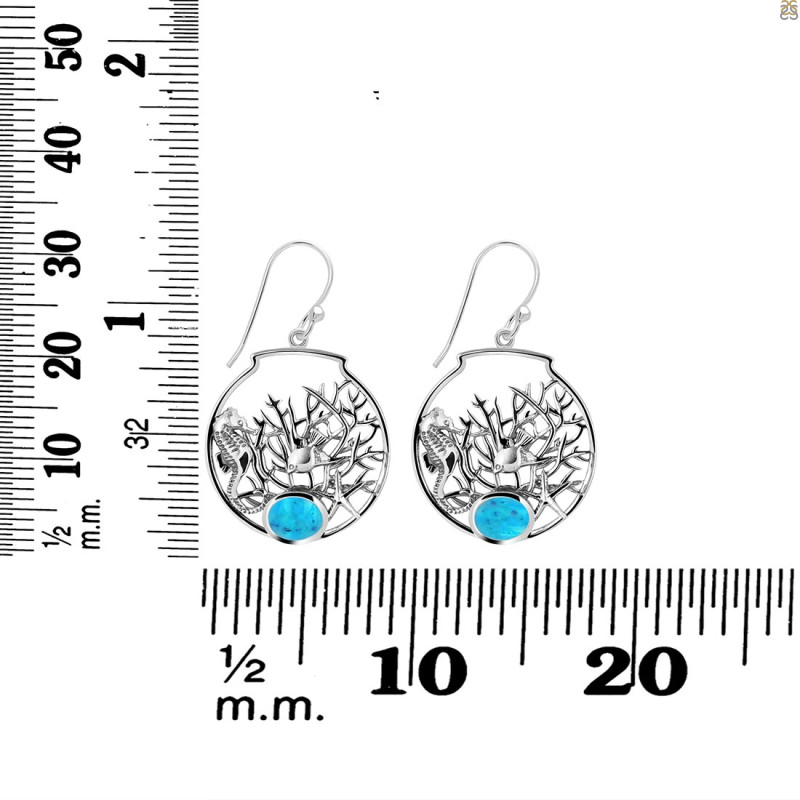 Turquoise Sea Horse & Fish Earring TRQ-RUE-41.