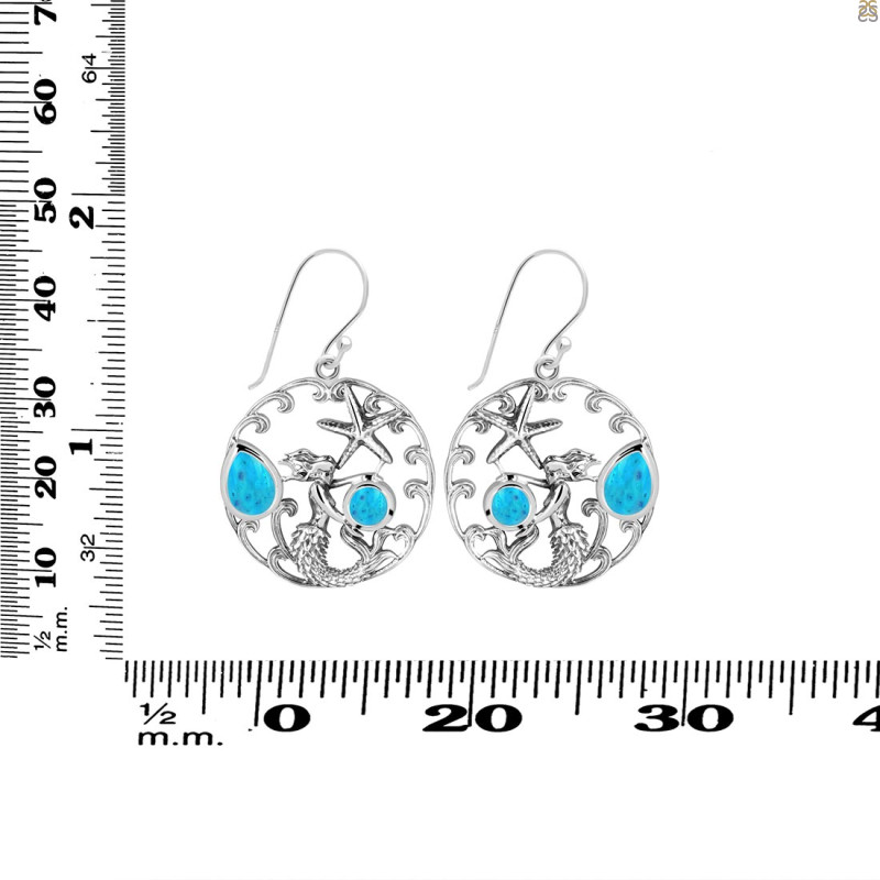 Turquoise Mermaid & Star Fish Earring TRQ-RUE-52.
