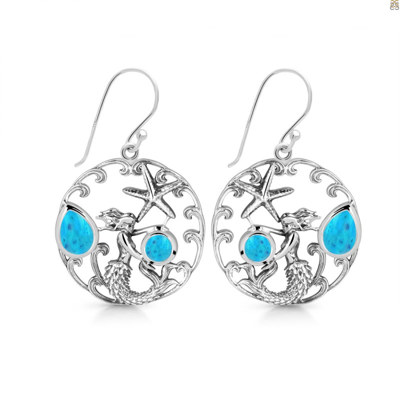 Turquoise Mermaid & Star Fish Earring TRQ-RUE-52.