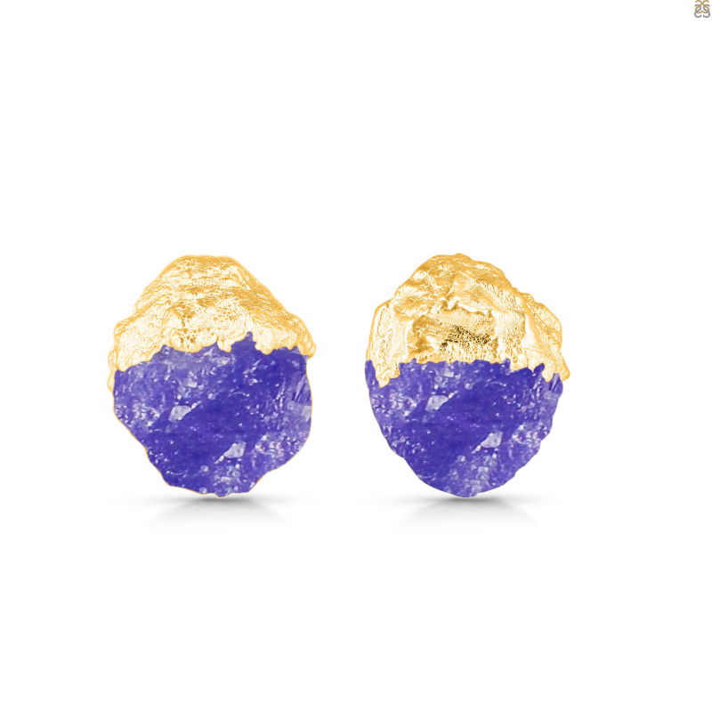 Tanzanite Raw Crystal Stud Earring TZN-RCYE-2