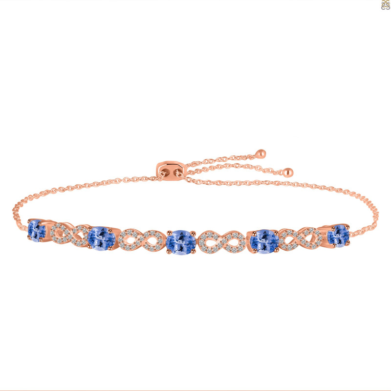 Tanzanite & White Topaz Bracelet With Adjustable Camera Lock TZN-RDB-126.