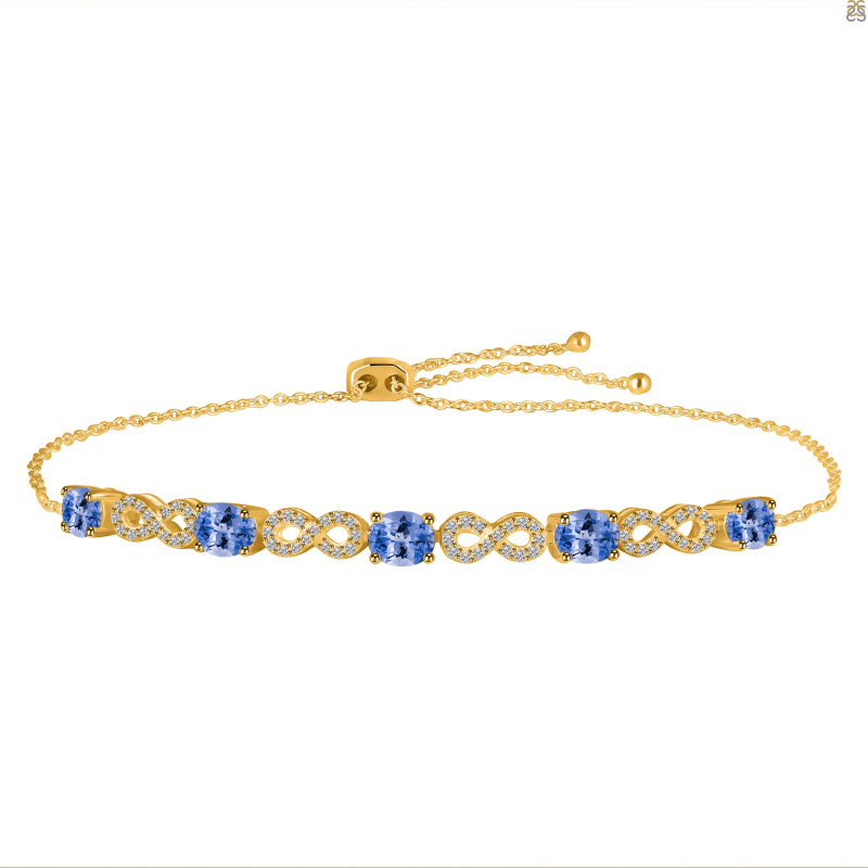 Tanzanite & White Topaz Bracelet With Adjustable Camera Lock TZN-RDB-126.