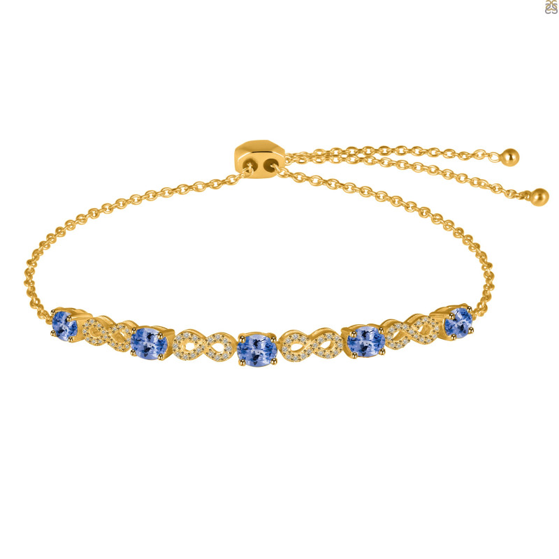 Tanzanite & White Topaz Bracelet With Adjustable Camera Lock TZN-RDB-126.