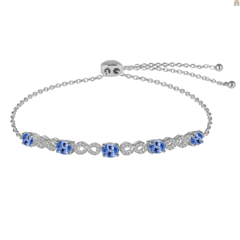 Tanzanite & White Topaz Bracelet With Adjustable Camera Lock TZN-RDB-126.