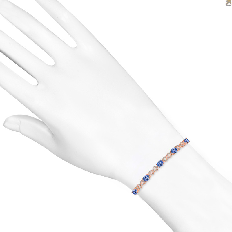 Tanzanite & White Topaz Bracelet With Adjustable Camera Lock TZN-RDB-126.
