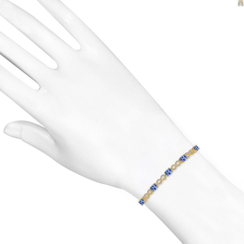 Tanzanite & White Topaz Bracelet With Adjustable Camera Lock TZN-RDB-126.