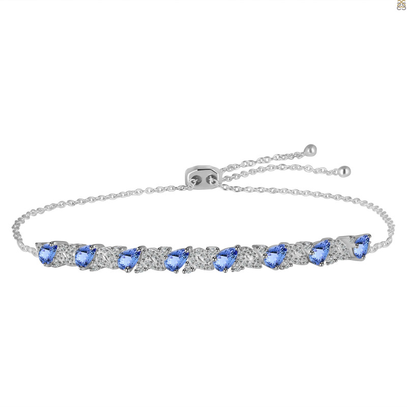 Tanzanite & White Topaz Bracelet With Adjustable Camera Lock TZN-RDB-128.