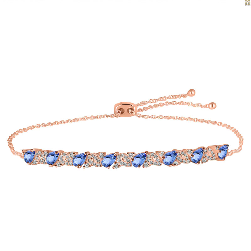 Tanzanite & White Topaz Bracelet With Adjustable Camera Lock TZN-RDB-128.