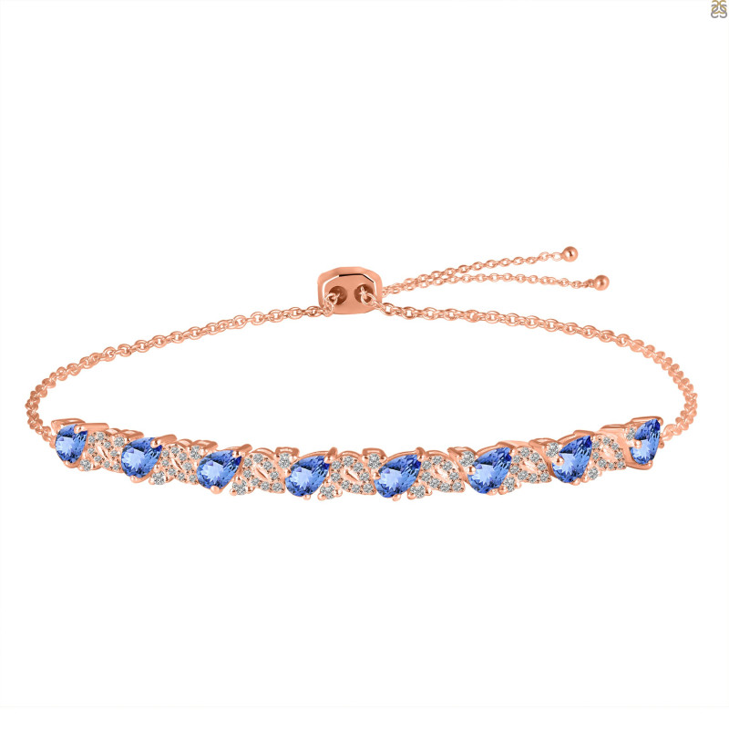 Tanzanite & White Topaz Bracelet With Adjustable Camera Lock TZN-RDB-128.