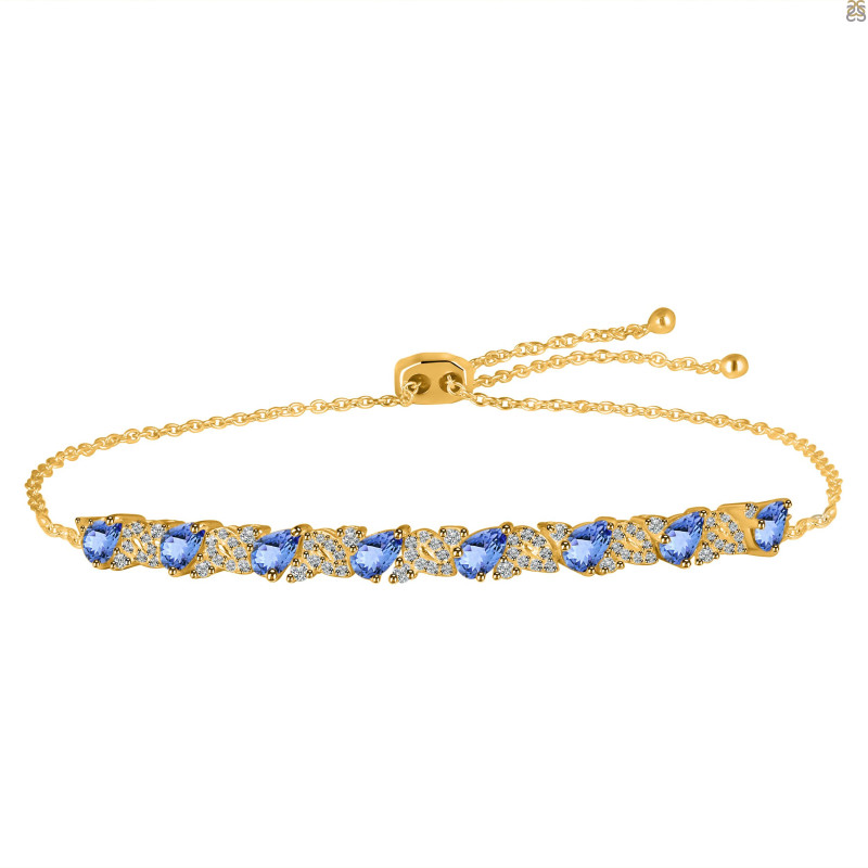 Tanzanite & White Topaz Bracelet With Adjustable Camera Lock TZN-RDB-128.