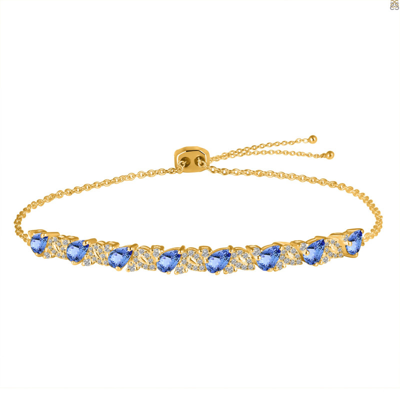Tanzanite & White Topaz Bracelet With Adjustable Camera Lock TZN-RDB-128.