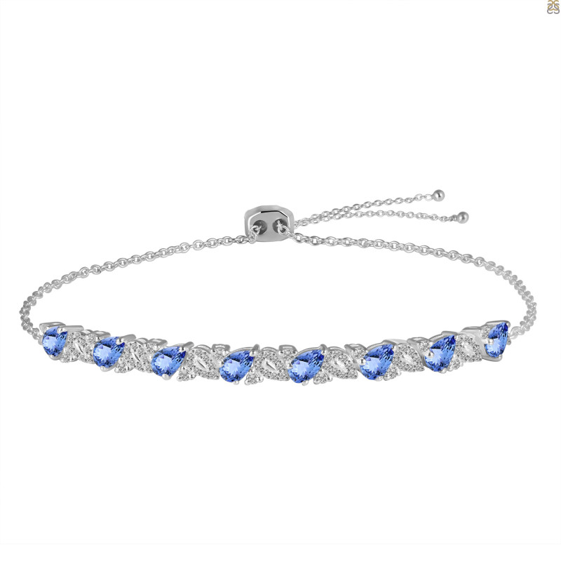 Tanzanite & White Topaz Bracelet With Adjustable Camera Lock TZN-RDB-128.