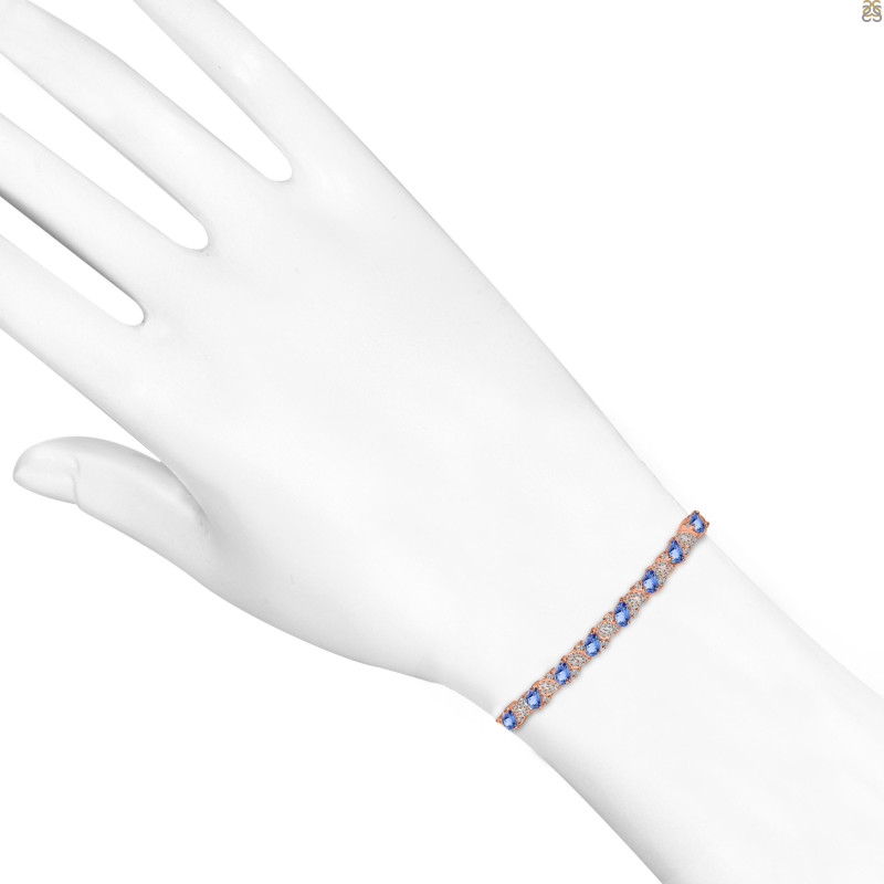Tanzanite & White Topaz Bracelet With Adjustable Camera Lock TZN-RDB-128.