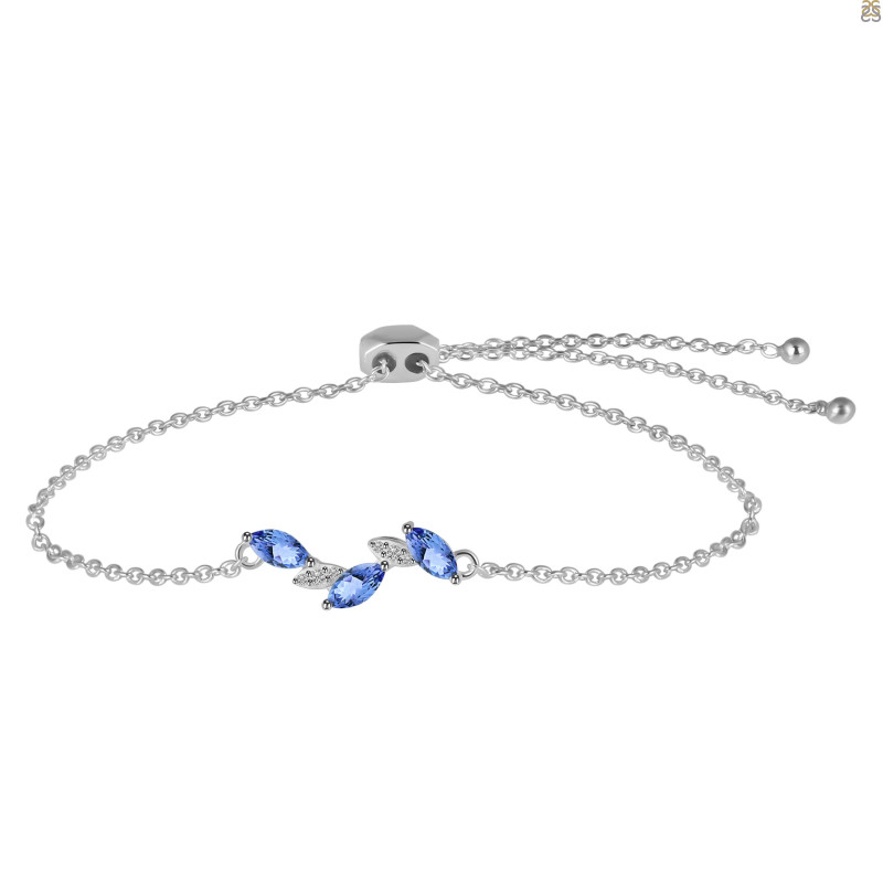 Tanzanite & White Topaz Bracelet With Adjustable Camera Lock TZN-RDB-143.
