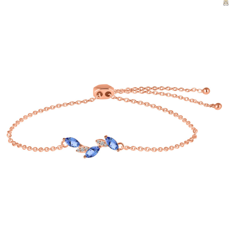 Tanzanite & White Topaz Bracelet With Adjustable Camera Lock TZN-RDB-143.
