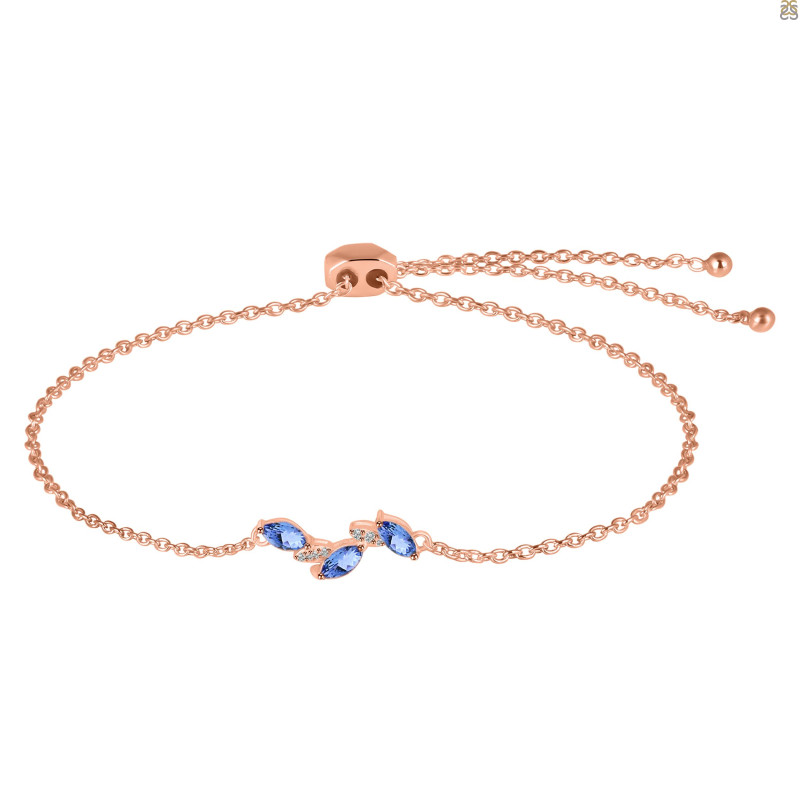 Tanzanite & White Topaz Bracelet With Adjustable Camera Lock TZN-RDB-143.