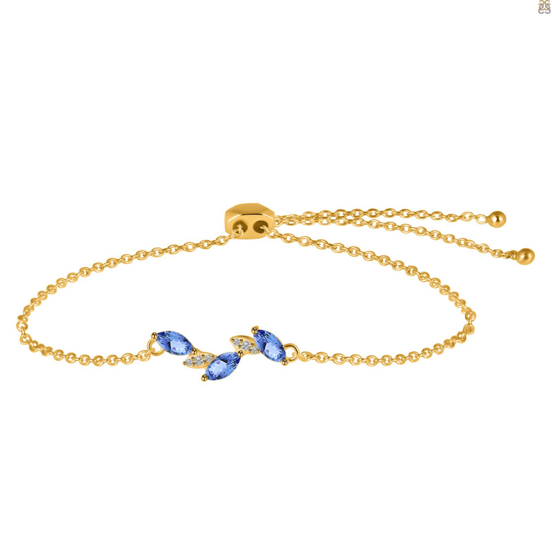 Tanzanite & White Topaz Bracelet With Adjustable Camera Lock TZN-RDB-143.