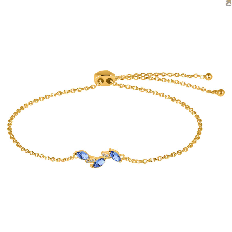 Tanzanite & White Topaz Bracelet With Adjustable Camera Lock TZN-RDB-143.