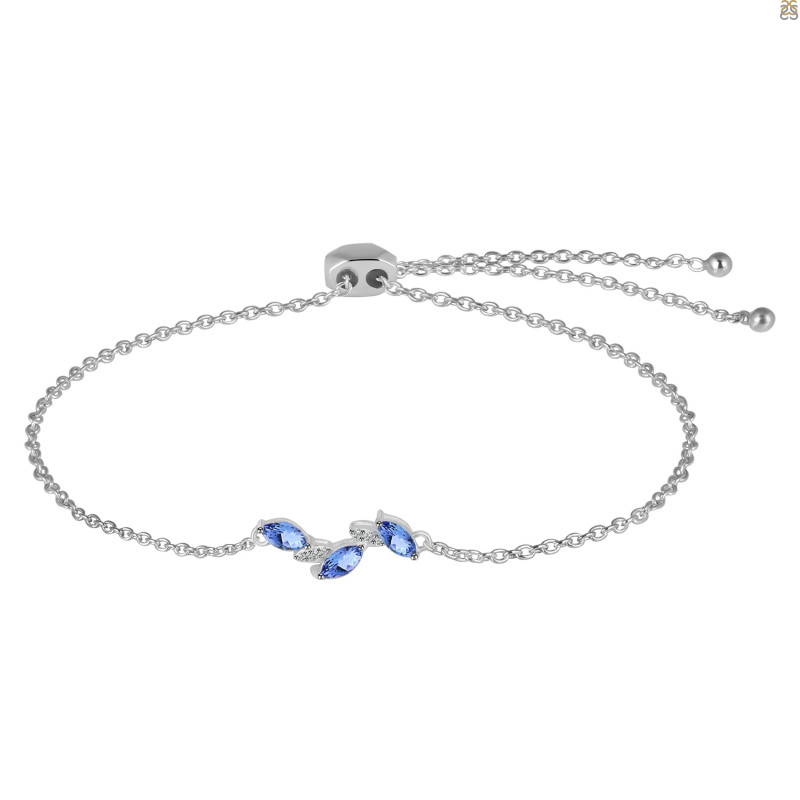 Tanzanite & White Topaz Bracelet With Adjustable Camera Lock TZN-RDB-143.