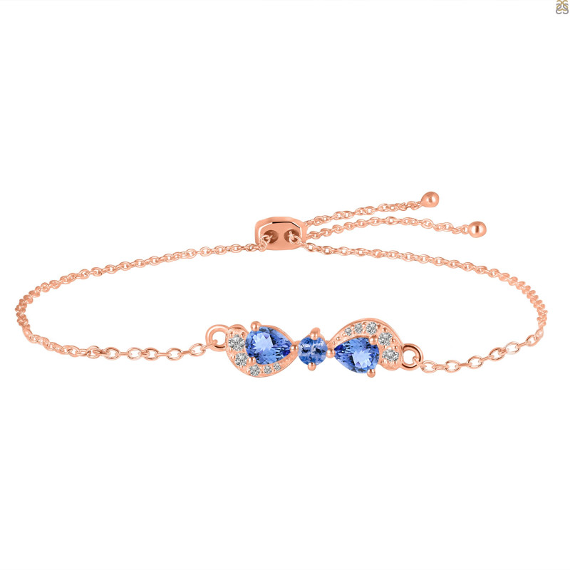 Tanzanite & White Topaz Bracelet With Adjustable Camera Lock TZN-RDB-145.