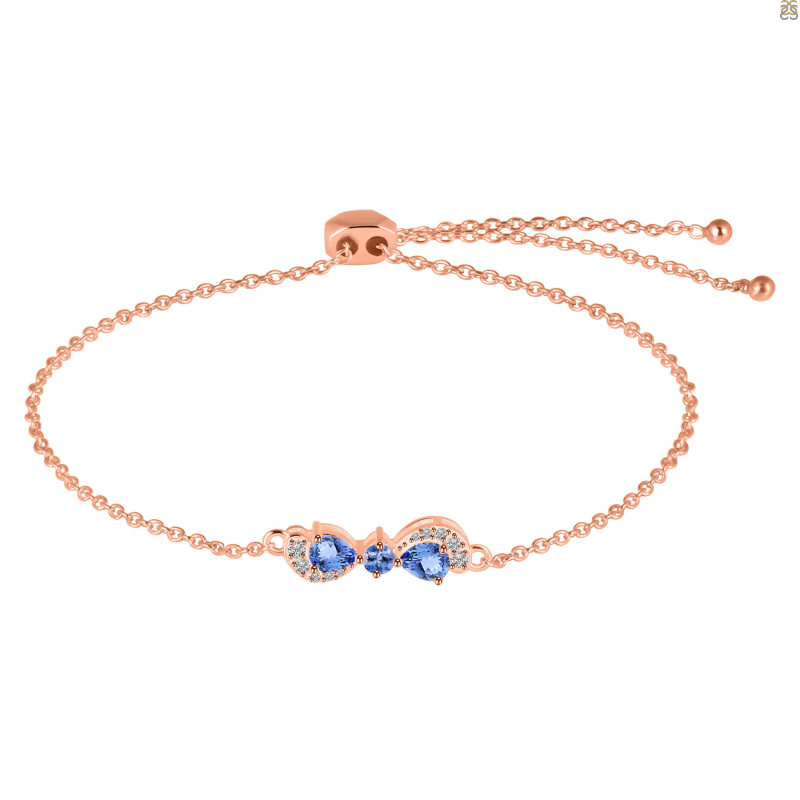 Tanzanite & White Topaz Bracelet With Adjustable Camera Lock TZN-RDB-145.