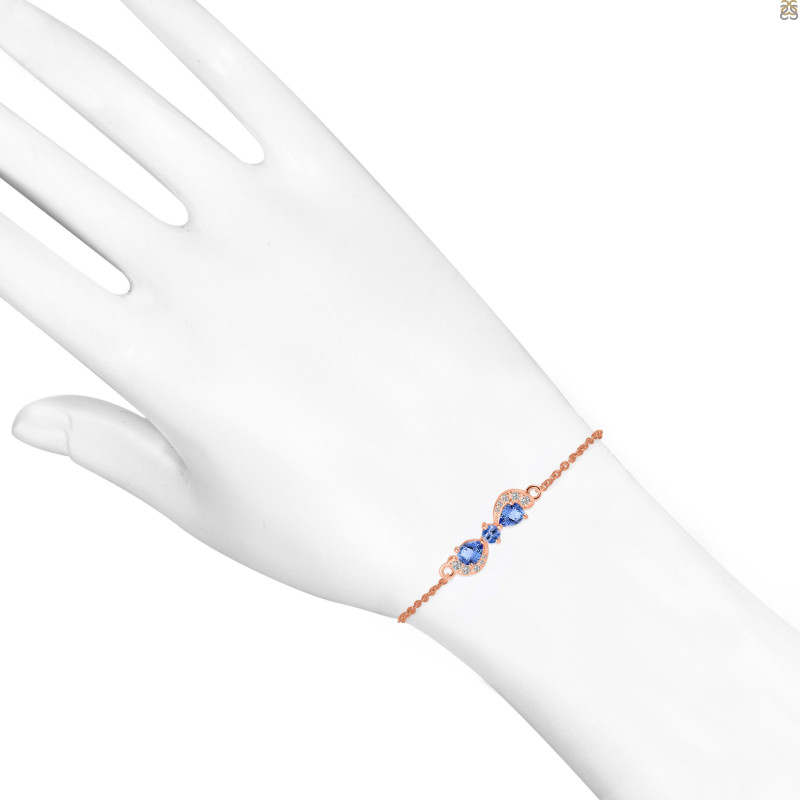 Tanzanite & White Topaz Bracelet With Adjustable Camera Lock TZN-RDB-145.