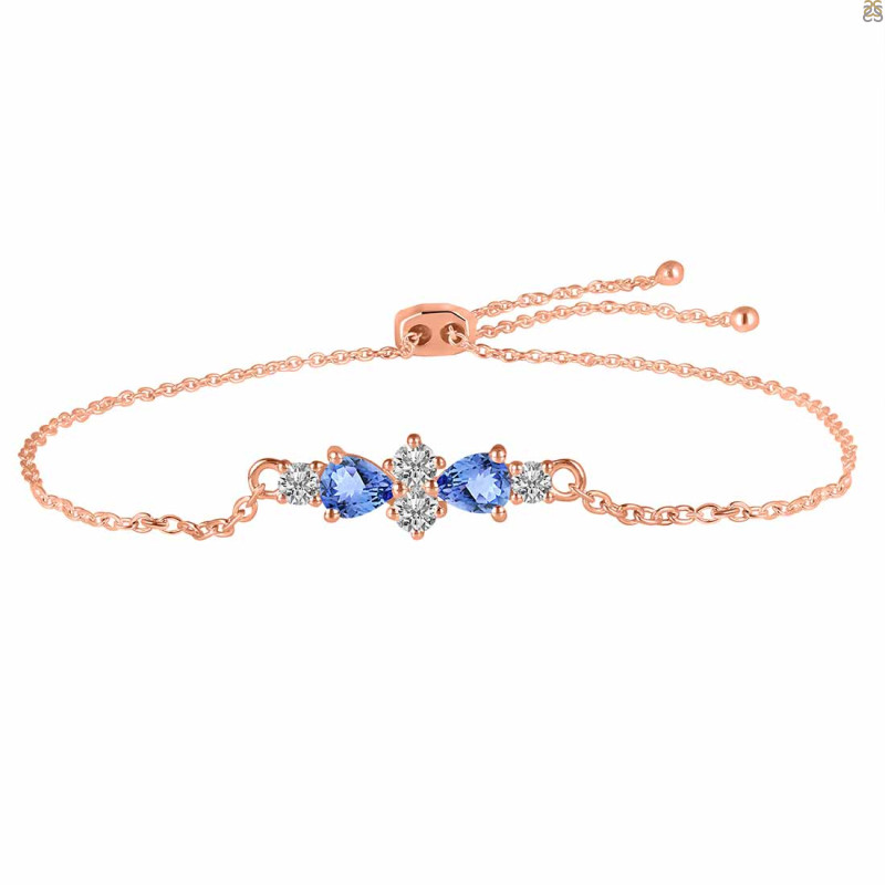 Tanzanite & White Topaz Bracelet With Adjustable Camera Lock TZN-RDB-146.